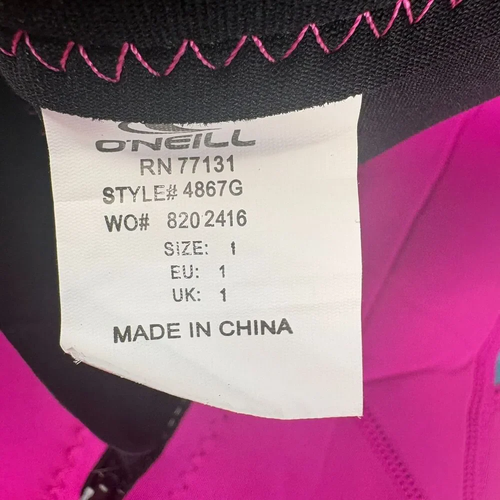 O'Neill Toddler Size 1Reactor-2 2mm Short Sleeve Spring Wetsuit Berry/Light Aqua